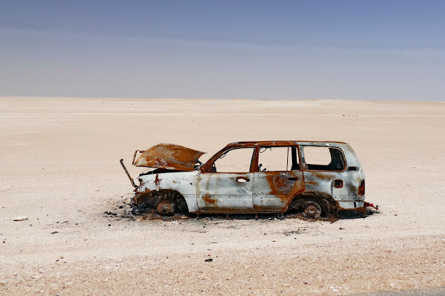 Auto, ausgebrannt, Wüste, Oman, tipp, fotografieren, fahren