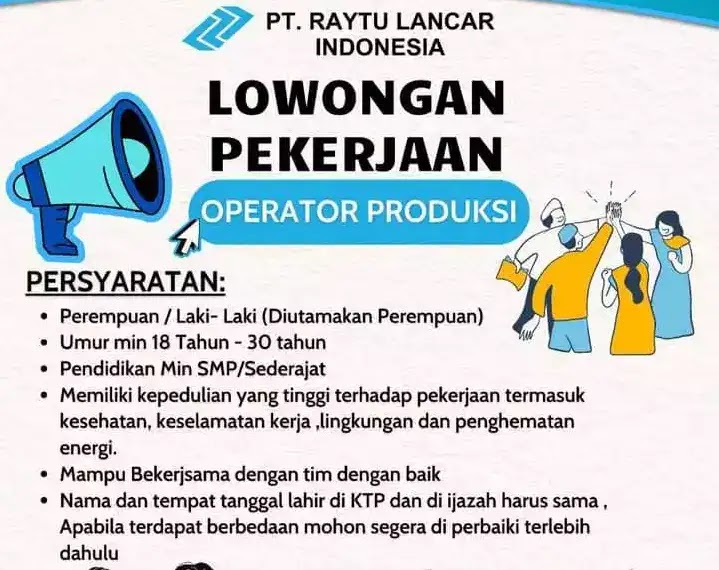 Loker PT. Raytu Lancar Indonesia Brebes