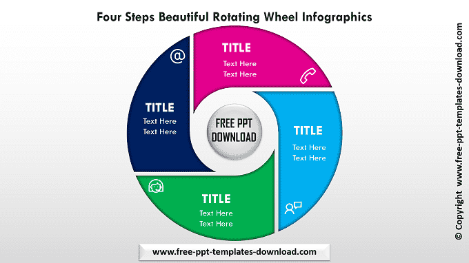 Four Steps Beautiful Rotating Wheel PPT Template Download