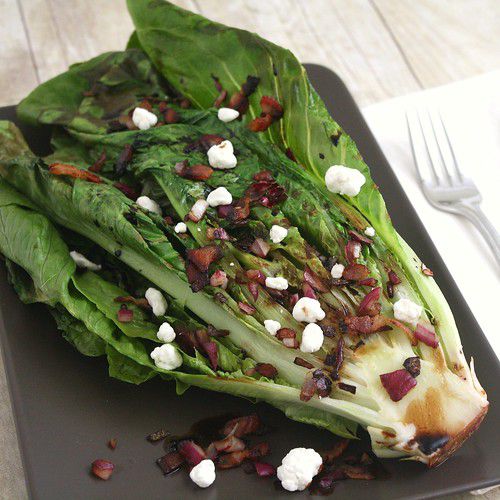 Grilled Romaine with Blue Cheese-Bacon Vinaigrette