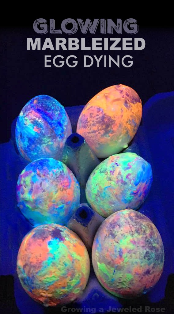 Glowing marbleized egg dying with shaving cream.  This is SO COOL!