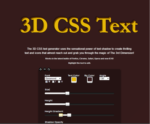 3D Text CSS Generator