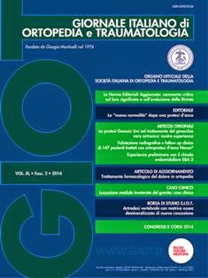 GIOT Giornale Italiano di Ortopedia e Traumatologia 2014-02 - Aprile 2014 | ISSN 0390-0134 | TRUE PDF | Bimestrale | Professionisti | Medicina | Salute | Ortopedia
GIOT Giornale Italiano di Ortopedia e Traumatologia è Organo ufficiale della Società Italiana di Ortopedia e Traumatologia. Viene pubblicato a fascicoli bimestrali in edizione italiana. e si affianca a Orthopaedics and Traumatology che è la pubblicazione ufficiale in inglese della S.I.O.T. La rivista pubblica contributi redatti in forma di Editoriali, Notiziari (S.I.O.T. e Società specialistiche), Report Congressuali, Aggiornamenti professionali (anche di Medicina legale), Pagine sindacali, Rassegne stampa, Recensioni, Articoli Originali e Casi Clinici. Gli articoli scientifici originali dovranno essere accompagnati da una dichiarazione firmata dal primo Autore, nella quale si attesti che i contributi sono inediti, non sottoposti contemporaneamente ad altra rivista, ed il loro contenuto conforme alla legislazione vigente in materia di etica della ricerca. Gli Autori sono gli unici responsabili delle affermazioni contenute nell'articolo e sono tenuti a dichiarare di aver ottenuto il consenso informato per la sperimentazione e per la riproduzione delle immagini. La Redazione accoglie solo i testi conformi alle norme editoriali generali e specifiche per le singole rubriche. La loro accettazione è subordinata alla revisione critica di esperti, all'esecuzione di eventuali modifiche richieste ed al parere conclusivo del Direttore. Il Direttore del Giornale si riserva inoltre il diritto di richiedere agli Autori la documentazione dei casi e dei protocolli di ricerca, qualora lo ritenga opportuno. Nel caso di provenienza da un Dipartimento Universitario o da un Ospedale il testo dovrà essere controfirmato dal responsabile del Reparto (U.O.O., Clinica Universitaria…).