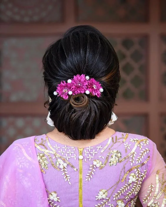 Simple bun hairstyle for wedding