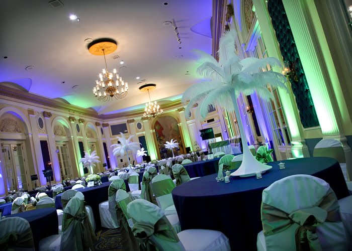 The willow sashes coordinated so well with the white chair covers and navy 
