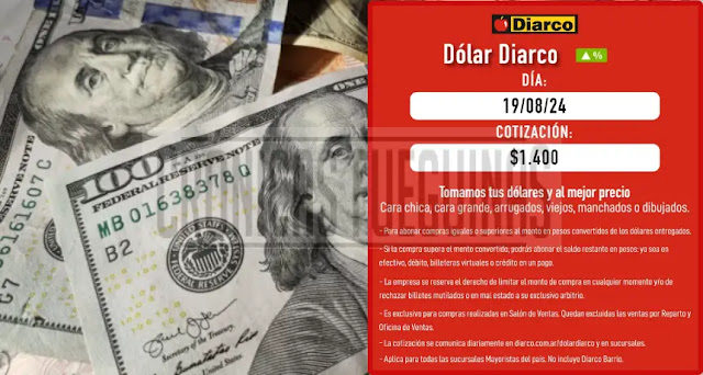 La cadena mayorista Diarco implementa un nuevo sistema de pago en dólares, aceptando billetes en cualquier condición y ofreciendo una cotización superior a la del dólar blue.