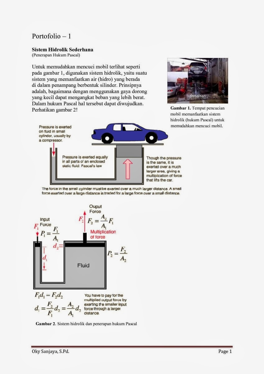Fisika Siswa: Tugas Portofolio Fisika: Sistem Hidrolik 