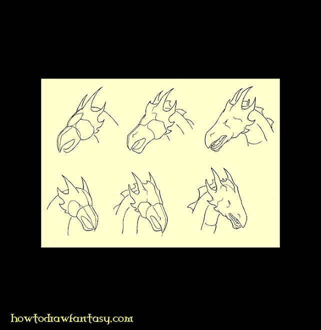 how to draw a dragon head