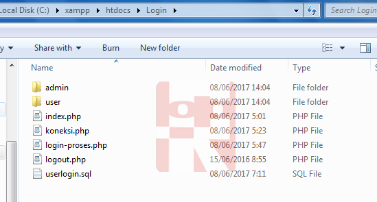 struktur file dan folder yang dibuat