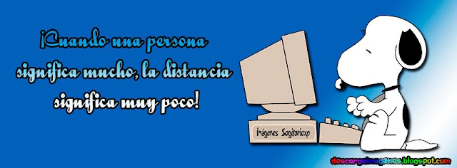 Snoopy escribiendo en una computadora | Portada para facebook | Frases de amor