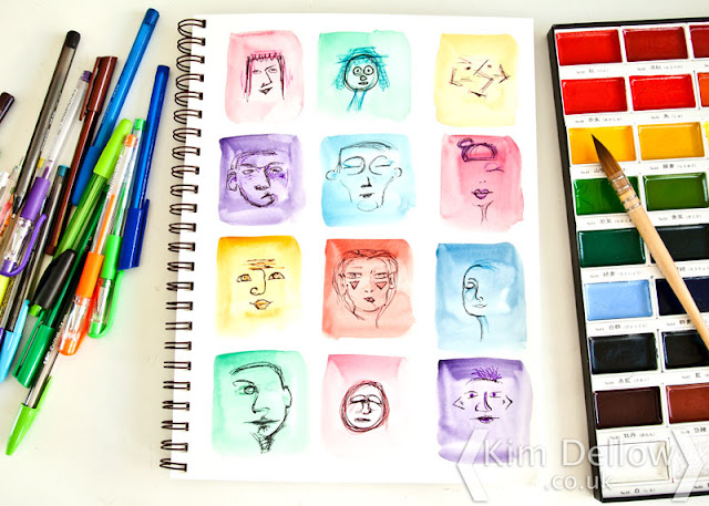 Doodled faces in my art journal