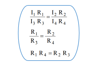 The derivation of the balance condition of Wheatstone Bridge Circuit