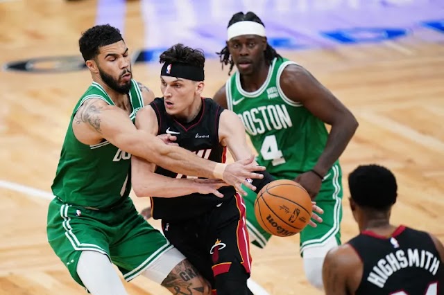 Miami Heat stun Boston Celtics, Thunder thrash Pelicans in NBA playoffs