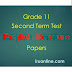 Grade-11-Second term test-English Literature Question Papers and Answer Sheets