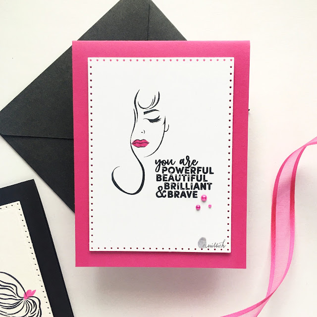 Stamplorations Fierce and brave stamp set, encouragement card, card for cancer survivor, encouragement card for cancer patient, quillish, CAS card, clean and simple card