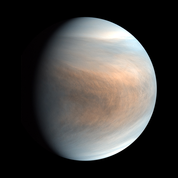 A false-color image of Venus that was taken by Japan's Akatsuki spacecraft.