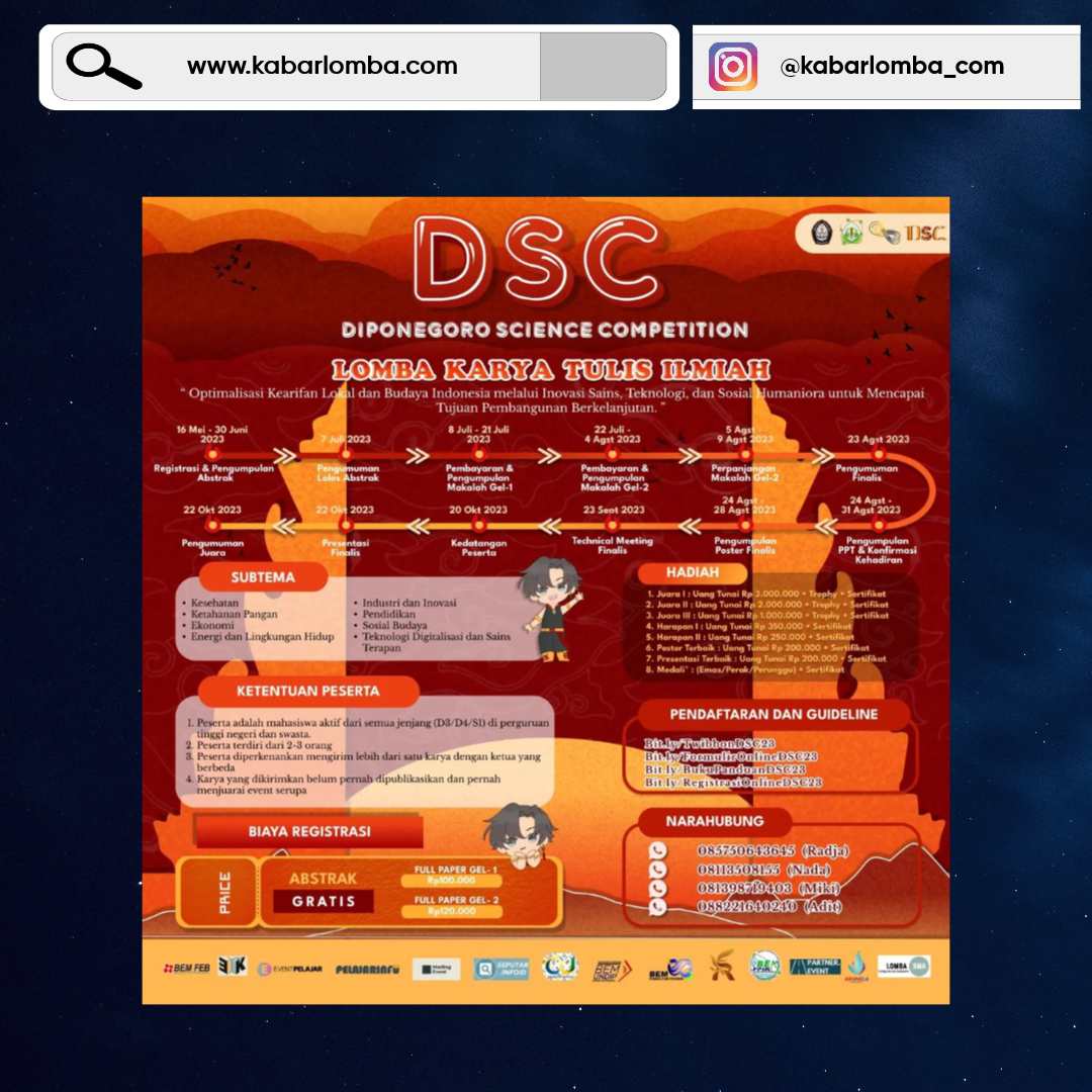 LKTI Mahasiswa Nasional 2023 - Diponegoro Science Competition (DSC)