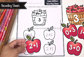 Addition Worksheets - Apple Theme