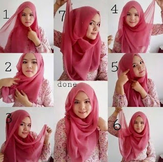 Tutorial cara memakai hijab segi empat wajah bulat