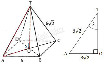 Cara menentukan sudut antara garis OT dan AT pada limas beraturan T.ABCD