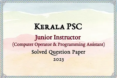 Jr Instructor (Computer Operator) Answer Key | 11/08/2023