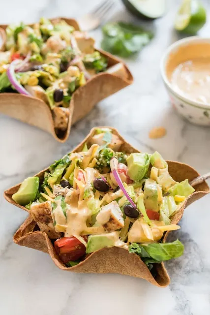 Perfect Chicken Taco Salad with Creamy Chipotle Dressing