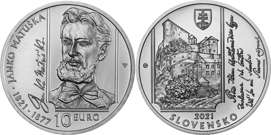 Slovakia 10 euro 2021 - Janko Matúška
