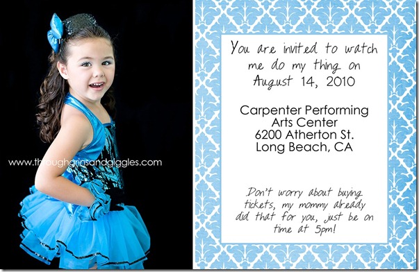 recital card