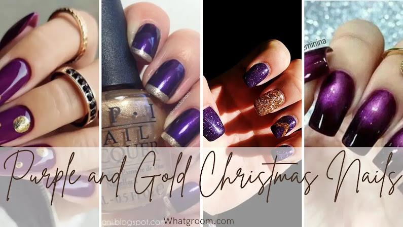 Purple and Gold Christmas Nails