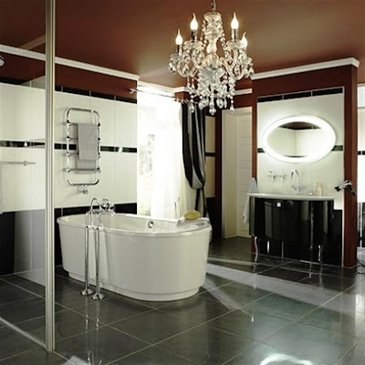 Luxury bathroom with chandelier black