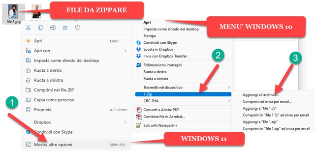 zippare file o cartella su win10 e win11