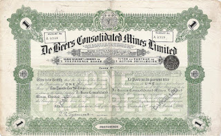 share certificate of De Beers Consolidated Mines Limited