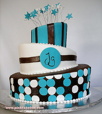 Chocolate And Turquoise Wedding Cakes Decoration