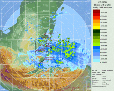 Sturm, Hurrikan, Regen, Wetter: Live-Doppler Radar Belize und südliches Yucatán, Radar Doppler Radar, Loop, Live Stream, Belize, Mexiko, Yucatán, Atlantik, Live,