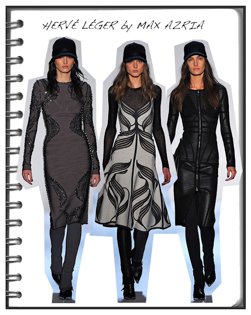 Herve Leger AW 13 runway images with models wearing baseball caps