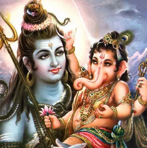 God Ganesh with Father Shiva