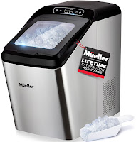 Mueller NM-530 UltraSonic Nugget Ice Maker Machine, produces up to 30 lbs of ice per day, dispenses ice in around 15 minutes, 3-quart reservoir, manual fill or hook-up, 4.4 lbs ice basket