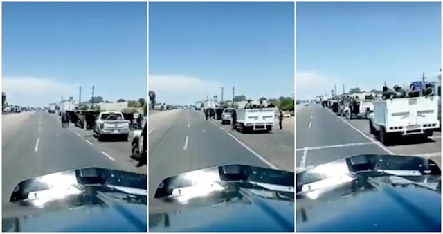 Video: Sicarios en convoy de 30 que estarían a las ordenes de El Chapo Isidro con captados en carretera en Guasave, Sinaloa