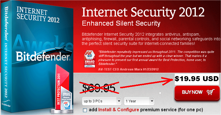 Best Deal  Internet Security 2012, 3 PCs / 1 year at Price: $19.95