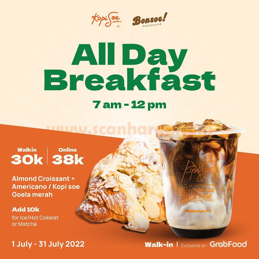 Promo Kopi Soe & Bonsoe All Day Breakfast – Harga mulai 25Rb per paket