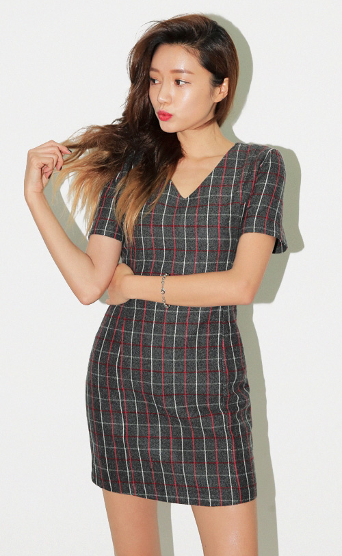 Color Checked Woolen Dress