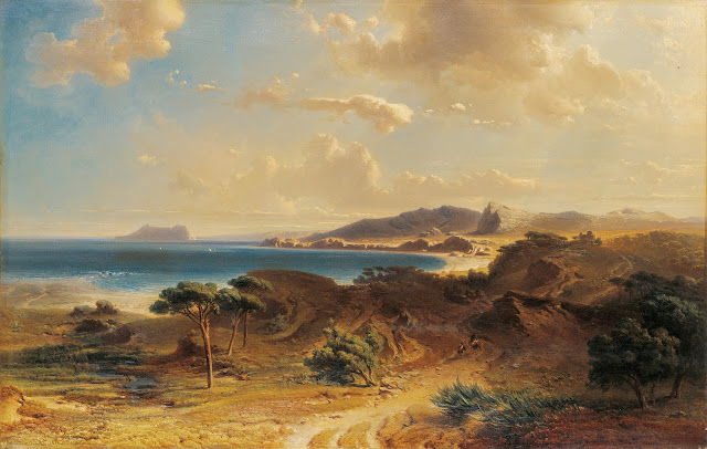 Fritz Bamberger - Playa de Estepona con la vista del Peñón de Gibraltar - 1855