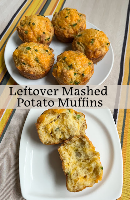 Food Lust People Love: These leftover mashed potato muffins are fluffy, tender and cheesy. They are the perfect way to use up any leftover spuds. This recipe makes six muffins but it is easily doubled to make 12.