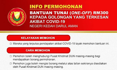 Permohonan Bantuan Tunai One-Off RM300 Kedah (COVID-19)