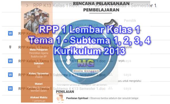 download RPP kelas 1 semester 1 kurikulum 2013 format 1 lembar tema 1. Media Genggam Penulis Romansyah