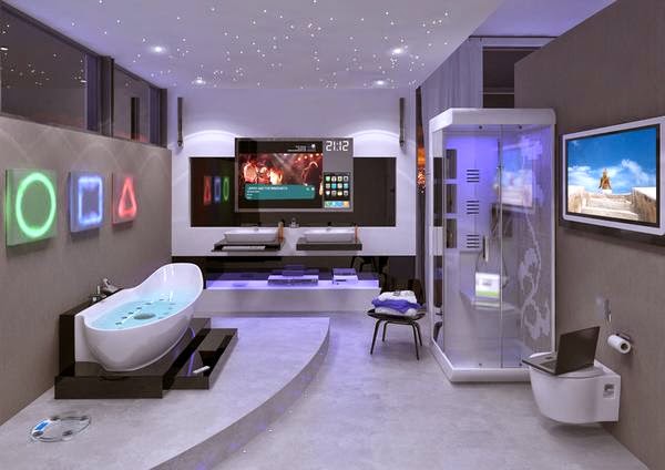 high-tech design of the bathroom