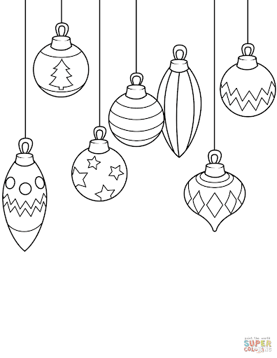 Easy Christmas ornaments coloring pages 4