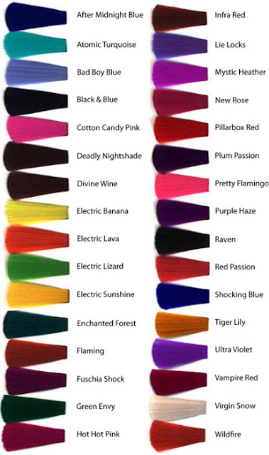 Manic Panic hair dye colour chart