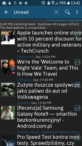 Handy News Reader ver. 0.7.20 - Progress Messages