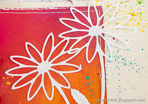 Layers of ink - Rainbow Blocks Scrapbooking Page by Anna-Karin Evaldsson. Simon Says Stamp Daisy Stem.